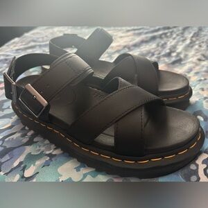 Dr Martens Women’s Voss II Black Strappy Hydro Leather Ziggy Sole Sandals Size 8